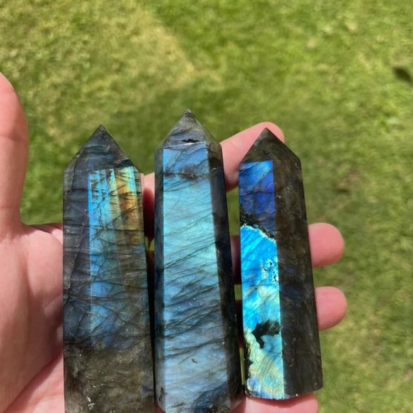 Natural Labradorite Healing Obelisk Crystal Wands Reiki Tower Point Ornaments - Picture 5 of 5